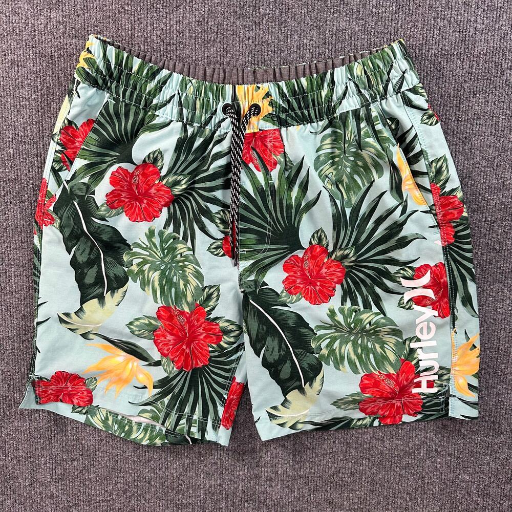 Hurley Men's Essentials Hibiscus Volley Lined Board Shorts Tropical Hawaiian S